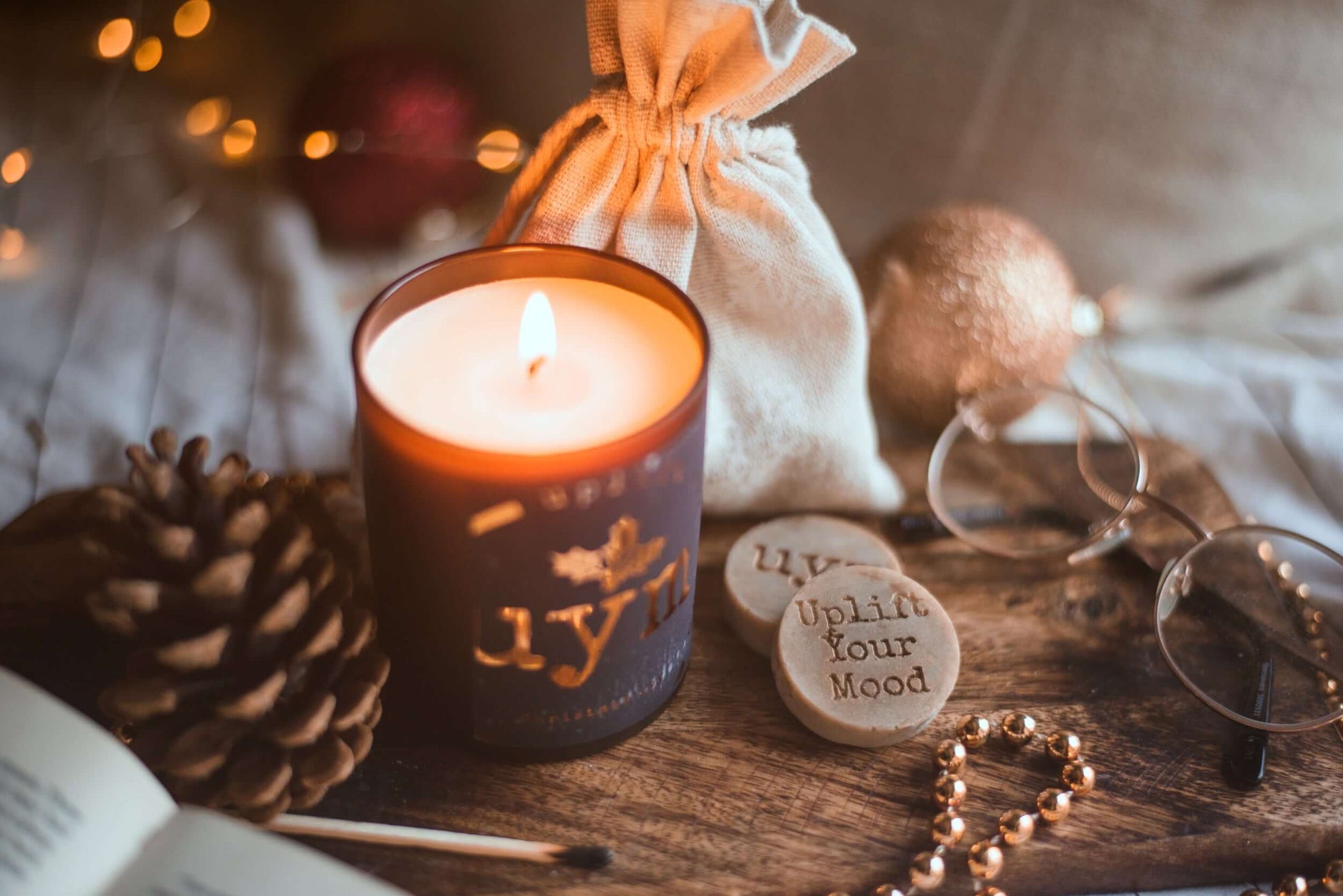 Christmas Joy Scented Candle, Natural Wax, Holiday Scent