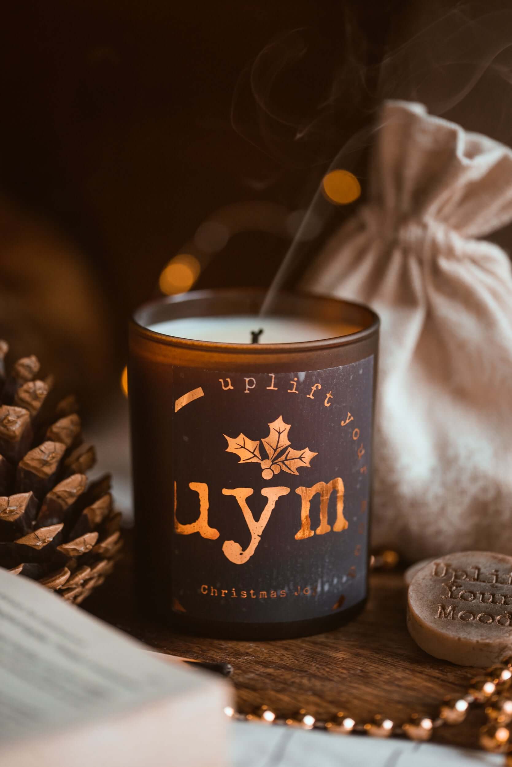 Christmas Joy Scented Candle, Natural Wax, Holiday Scent