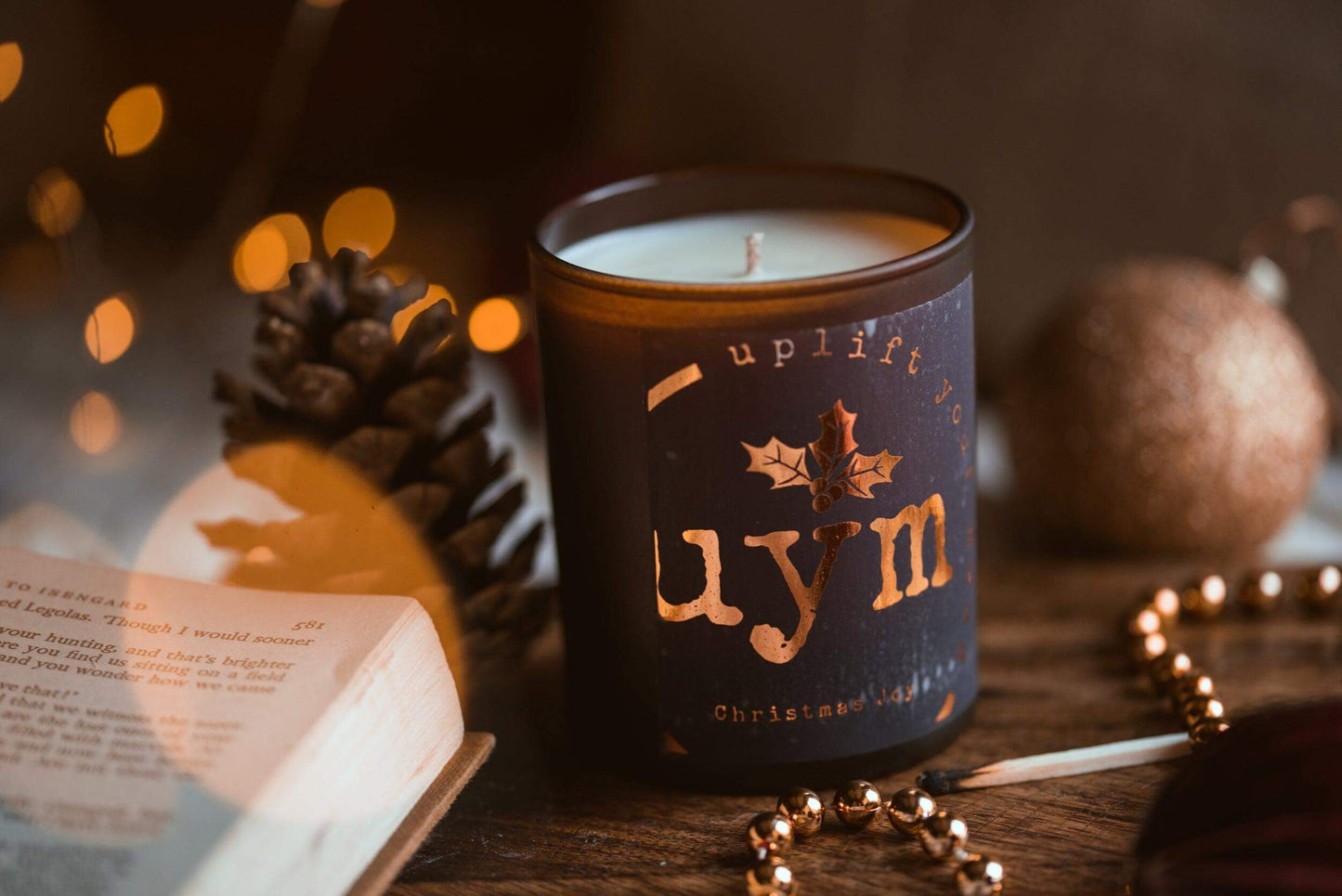 Christmas Joy Scented Candle, Natural Wax, Holiday Scent